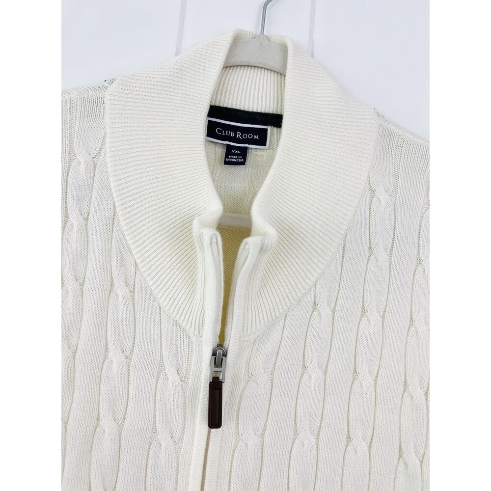 Club Room Long White Cable Knit Sweater Coastal Preppy OldMoney Classic Mens XXL